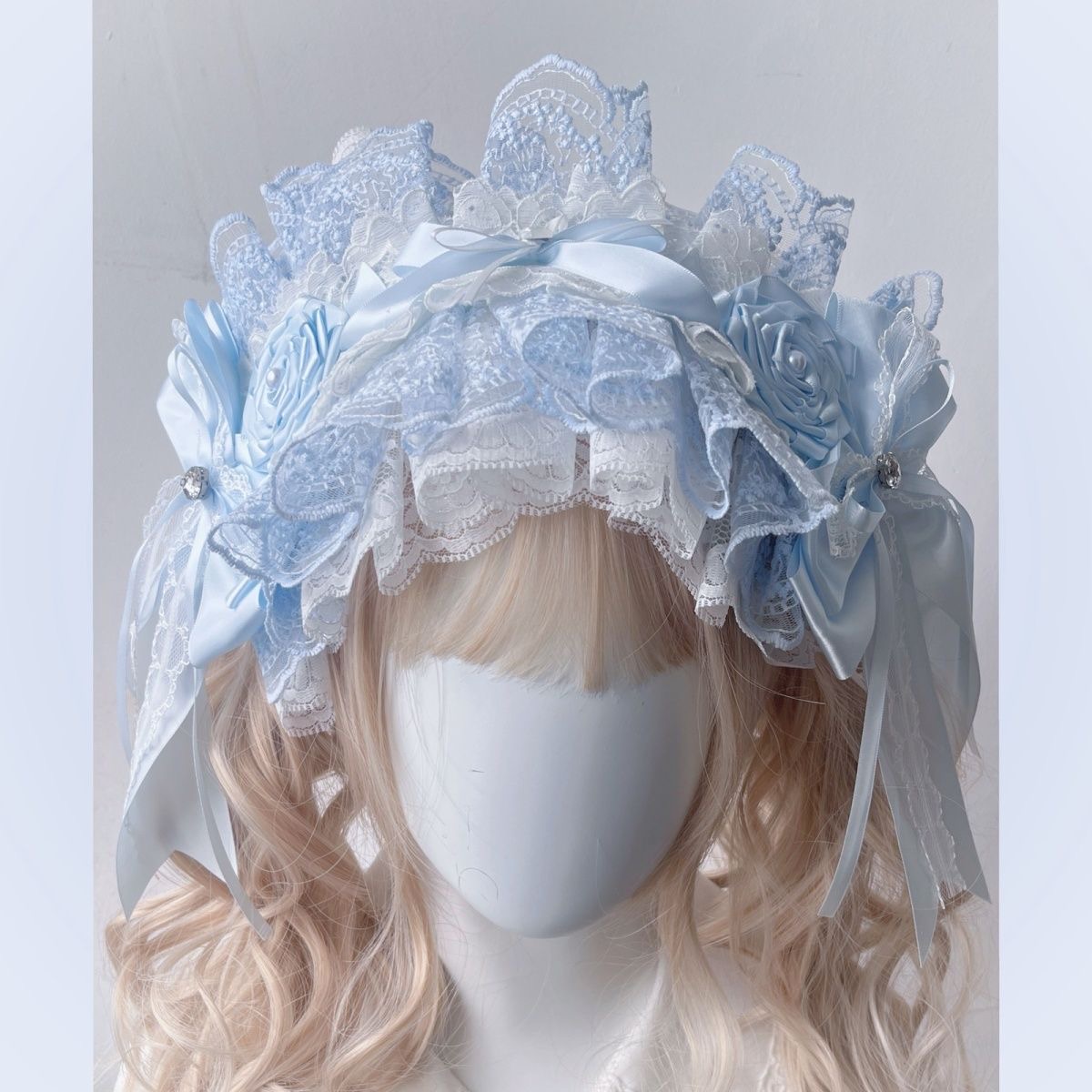 Cosplay Prop Bow - Tiara de flores azul, acessórios para