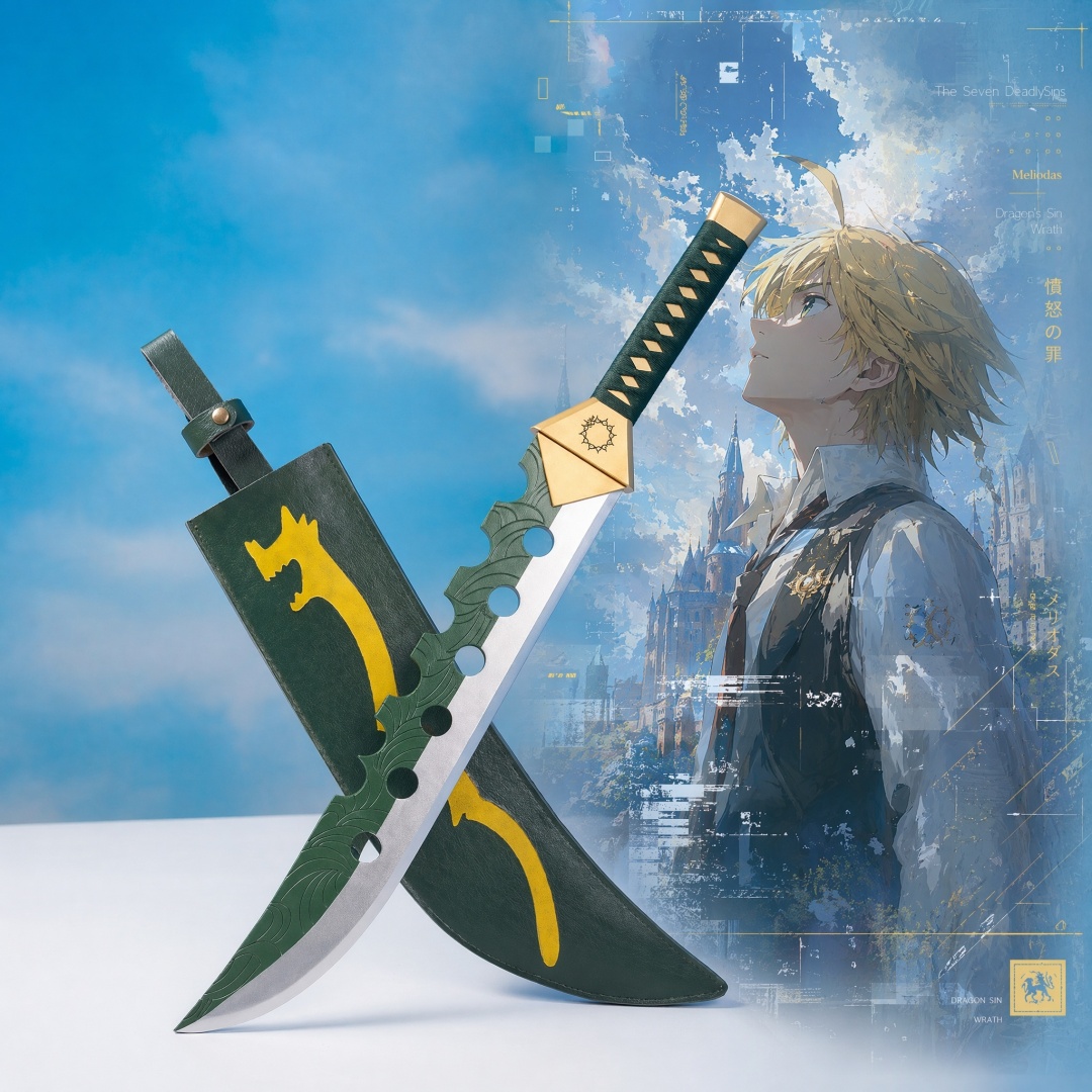 Cosplay Prop Dagger - Espada Katana Meliodas de 28 polegadas,
