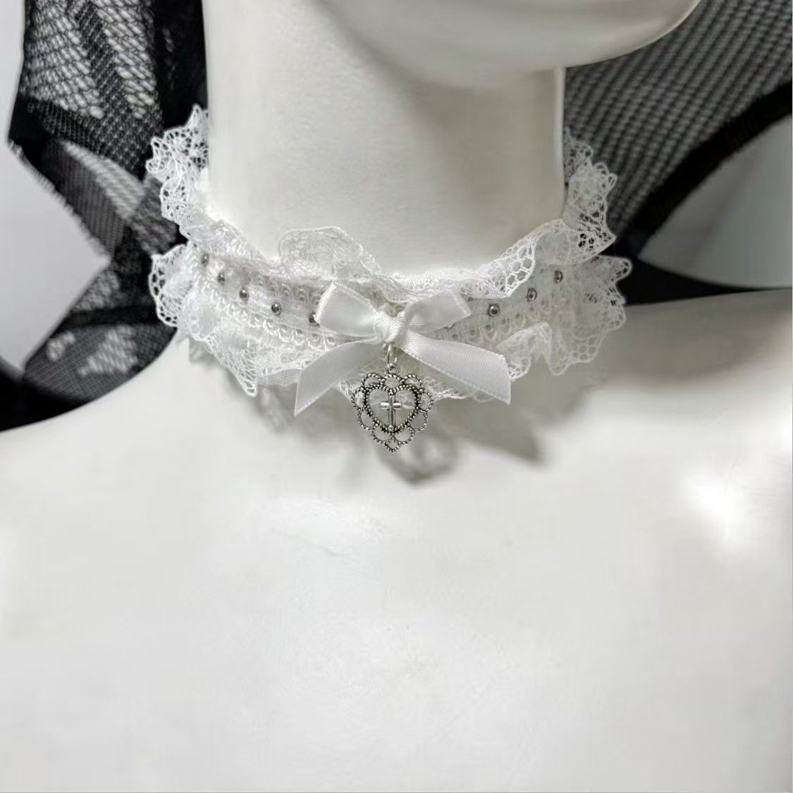 Colar Gótico Preto de Renda co - Magnetic Clasp Cosplay avaliação e preço